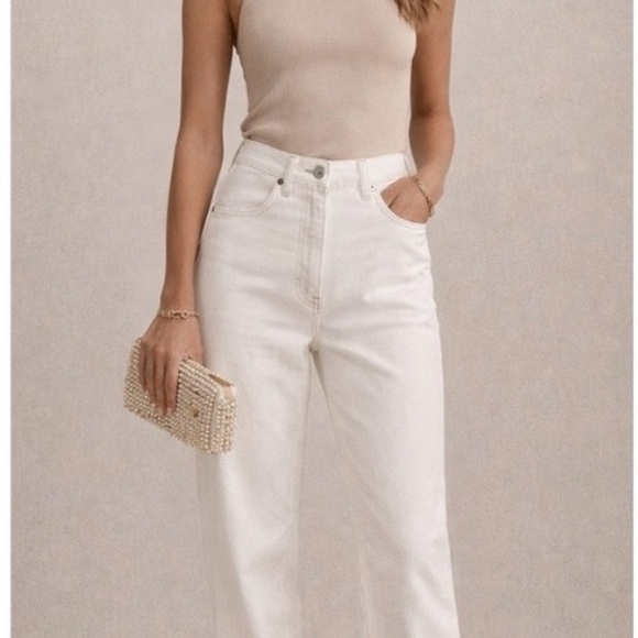 Abercrombie & Fitch Denim - Abercrombie & Fitch Women's Cream Ultra High Rise 90s Straight Jeans